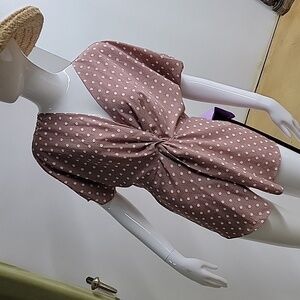 🌈Erin Blair Pink Polka-Dot V Neck Neckline Blouse Size Medium